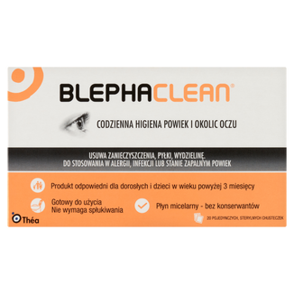Blephaclean, chusteczki sterylne do codziennej higieny powiek, 20 sztuk - zdjęcie produktu