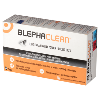 Blephaclean, chusteczki sterylne do codziennej higieny powiek, 20 sztuk - 2 - zdjęcie produktu
