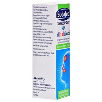 Sudafed XyloSpray HA dla dzieci 0,5 mg/ ml, aerozol do nosa, 2-12 lat, 10 ml - 5 - zdjęcie produktu