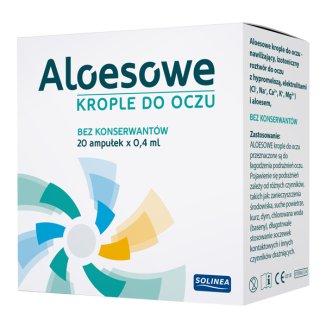 Aloesowe krople do oczu, bez konserwantów, 0,4 ml x 20 ampułek - zdjęcie produktu