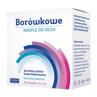 Borówkowe krople do oczu, bez konserwantów, 0,4 ml x 20 ampułek KRÓTKA DATA Borówkowe krople do oczu, bez konserwantów, 0,4 ml x 20 ampułek KRÓTKA DATA - zdjęcie produktu