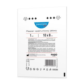 Pasocare Med, plaster opatrunkowy, jałowy, 10 cm x 8 cm, 1 sztuka - zdjęcie produktu