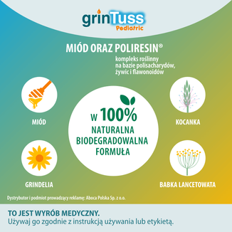 GrinTuss Pediatric, kaszel suchy i mokry, syrop dla dzieci powyżej 1 roku życia, 128 g - 3 - zdjęcie produktu