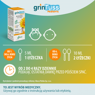 GrinTuss Pediatric, kaszel suchy i mokry, syrop dla dzieci powyżej 1 roku życia, 128 g - 6 - zdjęcie produktu