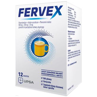 Fervex 500 mg + 200 mg + 25 mg, granulat do sporządzania roztworu doustnego, 12 saszetek USZKODZONE OPAKOWANIE - zdjęcie produktu
