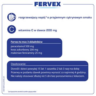 Fervex 500 mg + 200 mg + 25 mg, granulat do sporządzania roztworu doustnego, 12 saszetek USZKODZONE OPAKOWANIE - 3 - zdjęcie produktu