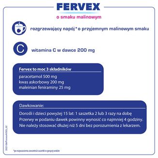 Fervex 500 mg + 200 mg + 25 mg, granulat do sporządzania roztworu doustnego, smak malinowy, 12 saszetek - 3 - zdjęcie produktu