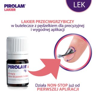Pirolam 80 mg/ g, lakier do paznokci leczniczy, 4 g USZKODZONE OPAKOWANIE - 3 Pirolam 80 mg/ g, lakier do paznokci leczniczy, 4 g USZKODZONE OPAKOWANIE - 3 - zdjęcie produktu