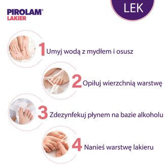 Pirolam 80 mg/ g, lakier do paznokci leczniczy, 4 g USZKODZONE OPAKOWANIE - 4 Pirolam 80 mg/ g, lakier do paznokci leczniczy, 4 g USZKODZONE OPAKOWANIE - 4 - zdjęcie produktu