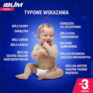 Ibum Forte 200 mg/ 5 ml, zawiesina doustna dla dzieci od 3 miesiąca, smak truskawkowy, 100 g USZKODZONE OPAKOWANIE - 3 - zdjęcie produktu