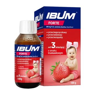 Ibum Forte 200 mg/ 5 ml, zawiesina doustna dla dzieci od 3 miesiąca, smak truskawkowy, 100 g - zdjęcie produktu