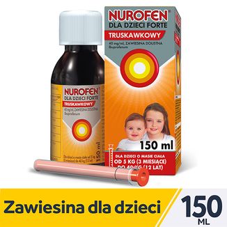 Nurofen dla dzieci Forte truskawkowy 40 mg/ ml, zawiesina doustna, od 3 miesiąca do 12 lat, 150 ml - 2 - zdjęcie produktu