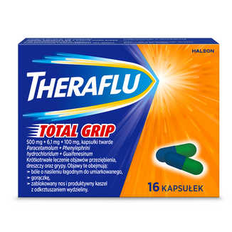 Theraflu Total Grip 500 mg + 6,1 mg + 100 mg, 16 kapsułek - zdjęcie produktu