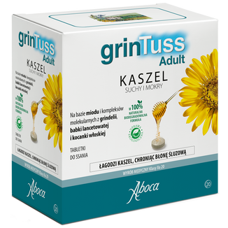 GrinTuss Adult, kaszel suchy i mokry, 20 tabletek do ssania - zdjęcie produktu