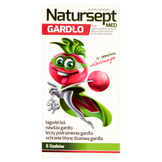 Natursept Med Gardło, lizaki, smak wiśniowy, 6 sztuk - 2 - zdjęcie produktu