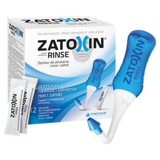 Zatoxin Rinse, zestaw do płukania nosa i zatok dla dorosłych i dzieci powyżej 4 roku, irygator 300 ml + 3,2 g x 12 saszetek USZKODZONE OPAKOWANIE - zdjęcie produktu