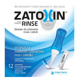 Zatoxin Rinse, zestaw do płukania nosa i zatok dla dorosłych i dzieci powyżej 4 roku, irygator 300 ml + 3,2 g x 12 saszetek - 2 - zdjęcie produktu