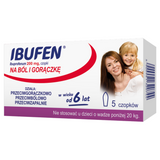 Ibufen Baby 200 mg, czopki od 6 lat, 5 sztuk - miniaturka zdjęcia produktu