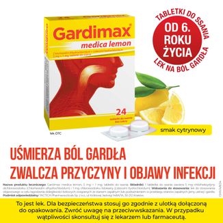 Gardimax Medica Lemon 5 mg + 1 mg, bez cukru, 24 tabletki do ssania - 2 - zdjęcie produktu