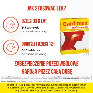 Gardimax Medica Lemon 5 mg + 1 mg, bez cukru, 24 tabletki do ssania - 5 - zdjęcie produktu