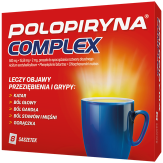 Polopiryna Complex 500 mg + 15,58 mg + 2 mg, 8 saszetek KRÓTKA DATA - zdjęcie produktu