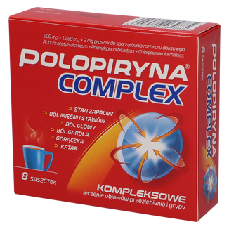 Polopiryna Complex 500 mg + 15,58 mg + 2 mg, 8 saszetek - zdjęcie produktu