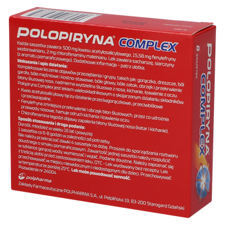 Polopiryna Complex 500 mg + 15,58 mg + 2 mg, 8 saszetek - 2 - zdjęcie produktu
