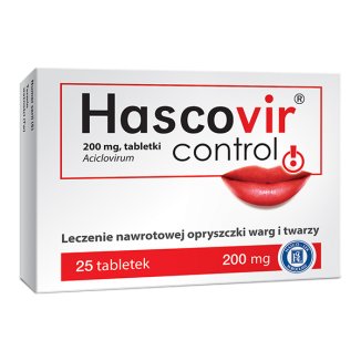 Hascovir Control 200 mg, 25 tabletek USZKODZONE OPAKOWANIE Hascovir Control 200 mg, 25 tabletek USZKODZONE OPAKOWANIE - zdjęcie produktu