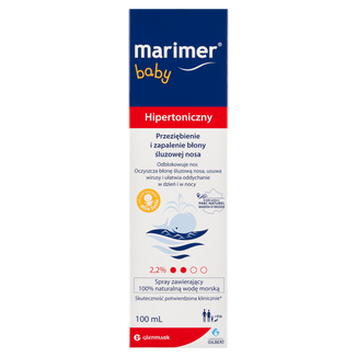 Marimer Baby, woda morska hipertoniczna, spray do nosa, od urodzenia, 100 ml - 2 - zdjęcie produktu