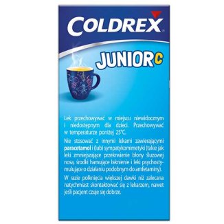 Coldrex Junior C 300 mg + 20 mg +5 mg, proszek do sporządzania roztworu doustnego dla dzieci 6-12 lat, smak cytrynowy, 10 saszetek - 4 - zdjęcie produktu
