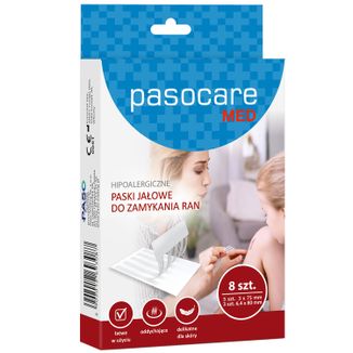 Pasocare Med, paski do zamykania ran, jałowe, hipoalergiczne, 8 sztuk - zdjęcie produktu