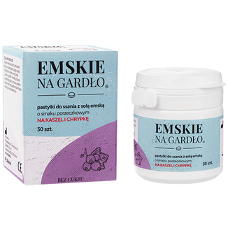 Emskie Na Gardło, pastylki do ssania z solą emską, bez cukru, smak porzeczkowy, 30 sztuk - zdjęcie produktu