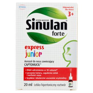 Sinulan Forte Express Junior, aerozol do nosa dla dzieci od 3 roku życia, 20 ml KRÓTKA DATA - zdjęcie produktu
