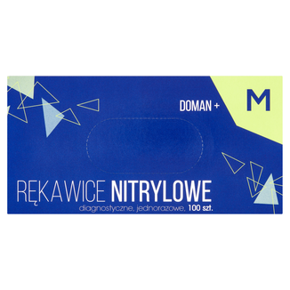 Doman+, rękawice nitrylowe, niejałowe, bezpudrowe, niebieskie, rozmiar M, 100 sztuk USZKODZONE OPAKOWANIE - 2 - zdjęcie produktu