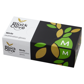Doman Black Olive, rękawice nitrylowe, niejałowe, bezpudrowe, czarne, rozmiar M, 100 sztuk USZKODZONE OPAKOWANIE - zdjęcie produktu