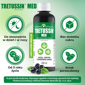 Tretussin Med, syrop, smak czarnej porzeczki, 250 ml - 4 Tretussin Med, syrop, smak czarnej porzeczki, 250 ml - 4 - zdjęcie produktu
