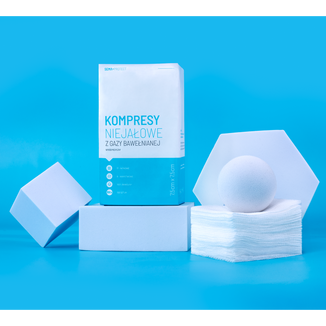 SEMA Protect, kompresy niejałowe z gazy, 17-nitkowe, 8-warstwowe, 7,5 cm x 7,5 cm, 100 sztuk - 2 - zdjęcie produktu