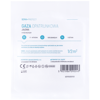 SEMA Protect, gaza jałowa, 17-nitkowa, 1/2 m2, 1 sztuka - zdjęcie produktu