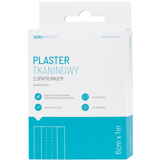 SEMA Protect, plaster tkaninowy z opatrunkiem, 6 cm x 1 m, 1 sztuka - zdjęcie produktu