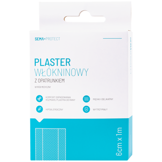 SEMA Protect, plaster włókninowy z opatrunkiem, 6 cm x 1 m, 1 sztuka - zdjęcie produktu