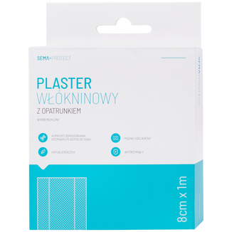 SEMA Protect, plaster włókninowy z opatrunkiem, 8 cm x 1 m, 1 sztuka - zdjęcie produktu