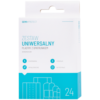 SEMA Protect, plastry z opatrunkiem, zestaw uniwersalny, 24 sztuki - zdjęcie produktu
