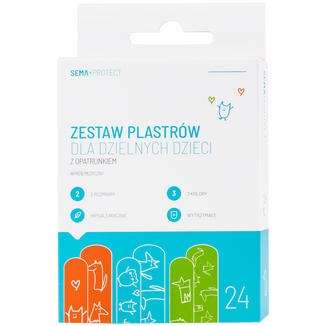SEMA Protect Zestaw plastrów dla dzielnych dzieci, z opatrunkiem, 24 sztuki - zdjęcie produktu