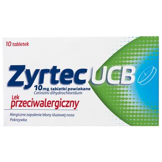 Zyrtec UCB 10 mg, 10 tabletek powlekanych USZKODZONE OPAKOWANIE - zdjęcie produktu