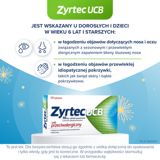 Zyrtec UCB 10 mg, 10 tabletek powlekanych - 3 - zdjęcie produktu
