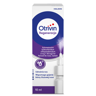 Otrivin Regeneracja (1 mg + 50 mg)/ ml, aerozol do nosa, roztwór, 10 ml - zdjęcie produktu