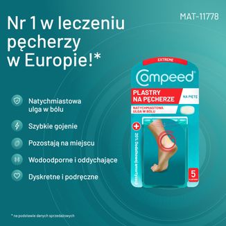 Compeed, plastry na pęcherze na piętach dla aktywnych, hydrokoloidowe, średnie, 5 sztuk - 4 - zdjęcie produktu