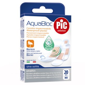 Pic Solution AquaBloc, plastry z opatrunkiem, antybakteryjne, wodoodporne, Mix, 20 sztuk - zdjęcie produktu