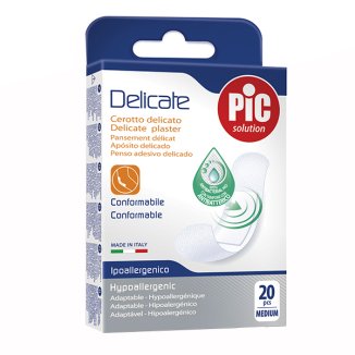 Pic Solution Delicate, plastry z opatrunkiem, antybakteryjne, Medium, 19 mm x 72 mm, 20 sztuk - zdjęcie produktu