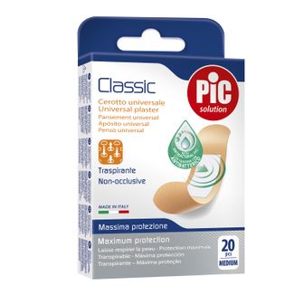 Pic Solution Classic, plastry z opatrunkiem, antybakteryjne, Medium, 19 mm x 72 mm, 20 sztuk - zdjęcie produktu